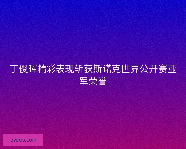丁俊晖精彩表现斩获斯诺克世界公开赛亚军荣誉
